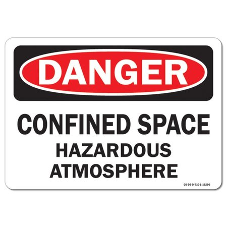 SIGNMISSION OSHA Danger Sign, Confined Space Hazardous Atmosphere, 18in X 12in Aluminum, 18" W, 12" H, Landscape OS-DS-A-1218-L-19296
